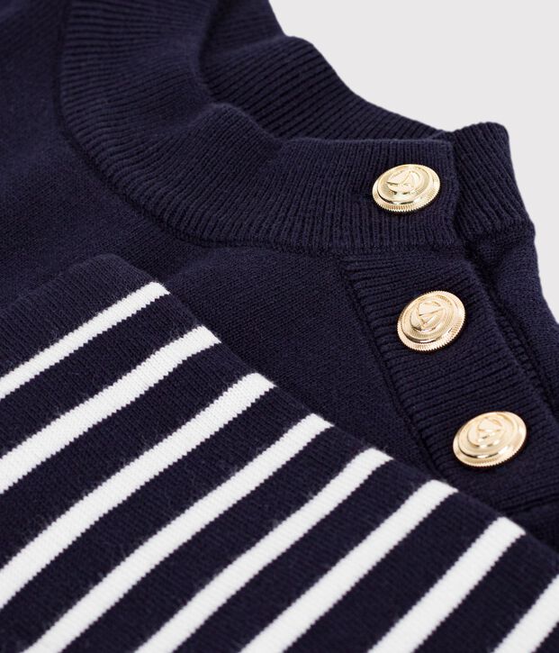 Women's nautical-inspired striped jumper in wool and cotton blue/white