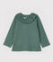 Baby Girls' Cotton Blouse with Ruff VALLEE green/MARSHMALLOW white
