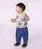 Babies' heart-print cotton sweatshirt beige/multicolor