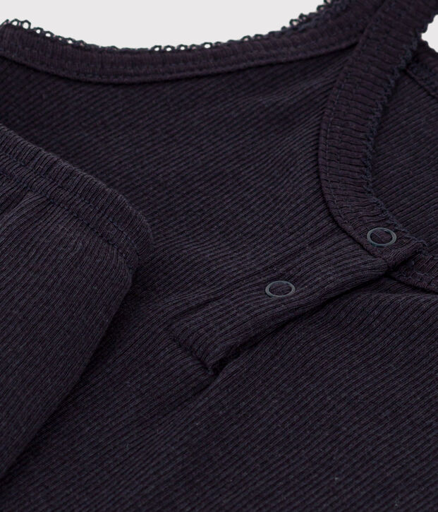 Girls' Plain Cotton and Tencel Short Pyjamas with Straps SMOKING