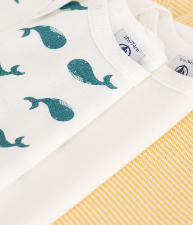 Babies' short-sleeved whale pattern cotton bodies - 3-Pack multicolor