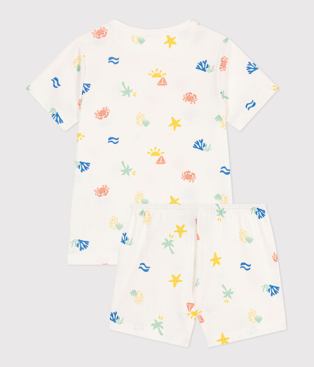 Children's printed cotton pyjamas white/multicolor