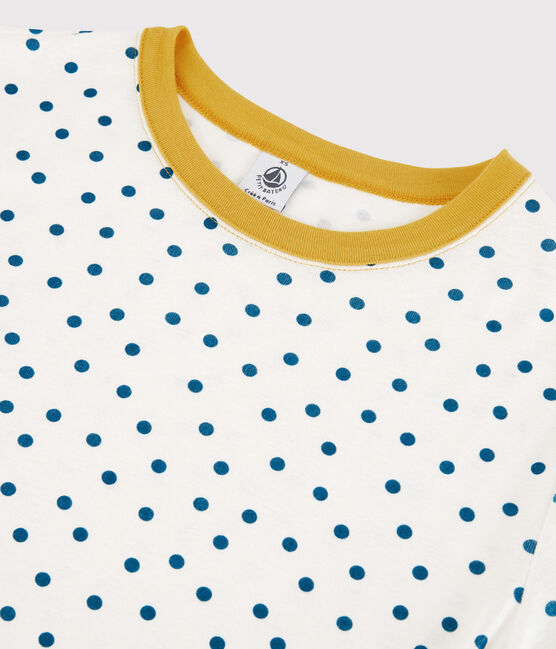 Women's Spotted Round-Neck Cotton T-Shirt MARSHMALLOW white/MALLARD