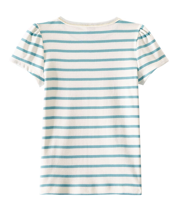 Girl's sailor-striped T-shirt white/green