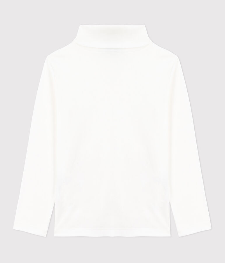 Children's plain cotton rollneck top white