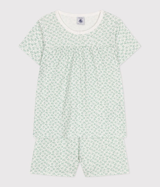 Children's floral print short cotton pyjamas MARSHMALLOW /PAUL