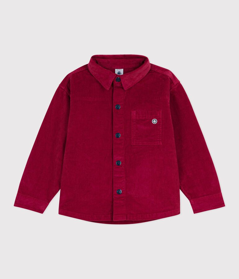 Children's plain corduroy shirt red