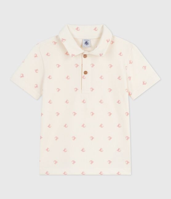 Children's short-sleeved printed cotton polo shirt MILK red/POMPEI
