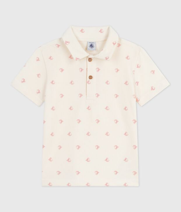 Children's short-sleeved printed cotton polo shirt red/red