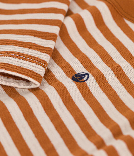 Children's Long-Sleeved Stripy Tube Knit T-Shirt ECUREUIL /AVALANCHE