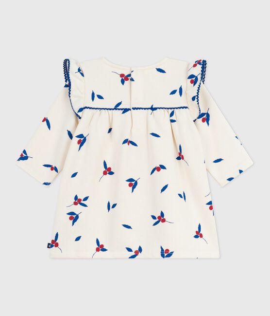 Babies' long sleeved berry-print cotton dress MILK /MULTICO