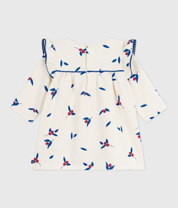 Babies' long sleeved berry-print cotton dress Ecru/multicolor