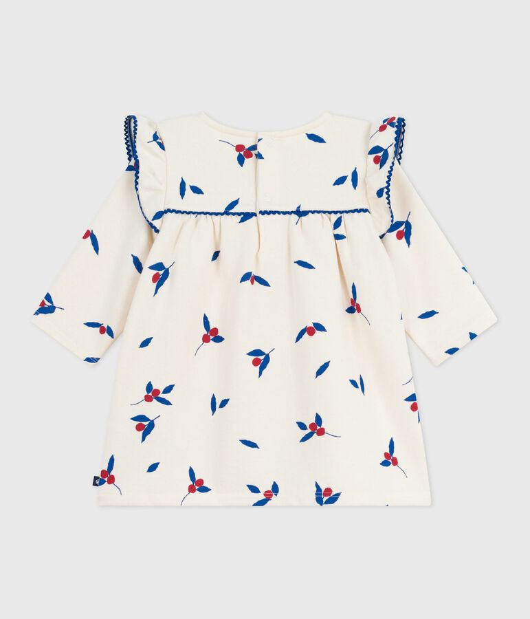Babies' long sleeved berry-print cotton dress Ecru/multicolor