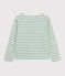 Women's long-sleeved cotton Breton top MARSHMALLOW green/PALMERAIE