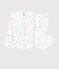 Girls' Cat Print Cotton Pyjamas MARSHMALLOW white/MULTICO white
