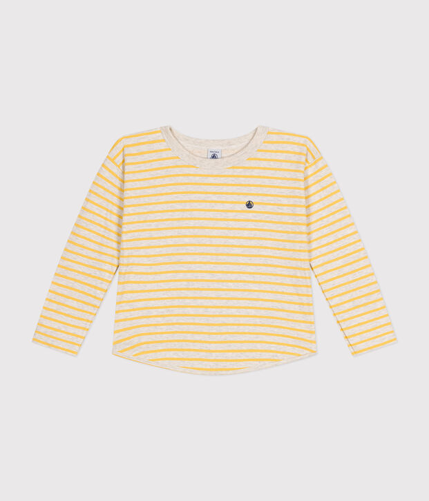 Boys' long-sleeved tube knit T-shirt beige/yellow