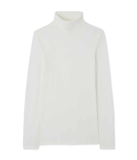 women's light cotton polo neck MARSHMALLOW white