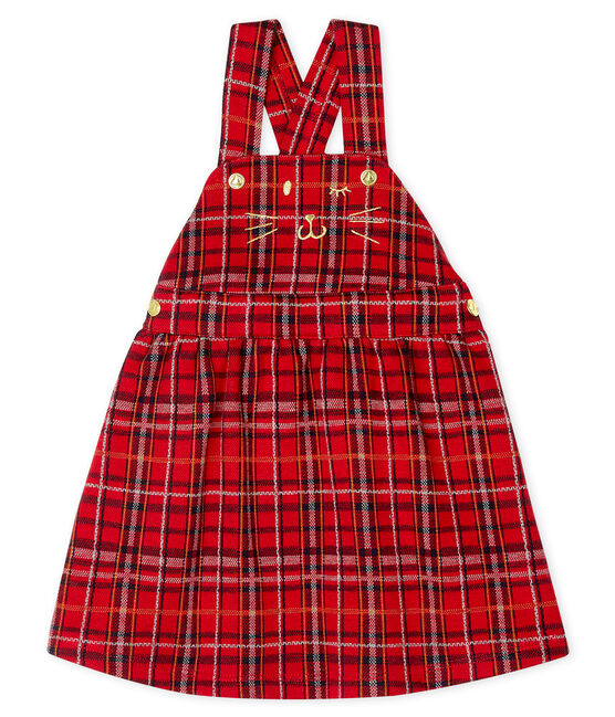Baby Girls' Checked Dungarees/Dress TERKUIT red/MULTICO white