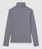 Women's Iconic Organic Cotton Polo Neck T-Shirt SMOKING blue/MARSHMALLOW white