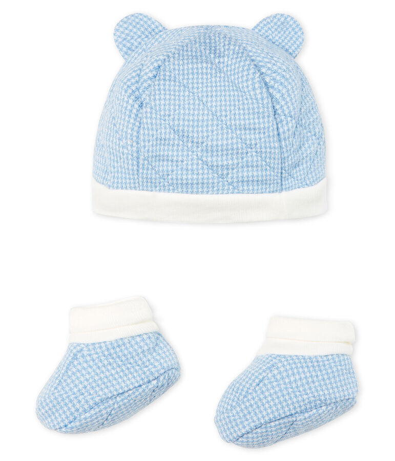 Baby Boys' Bonnet and Bootees Set in Quilted Tube Knit multicolor