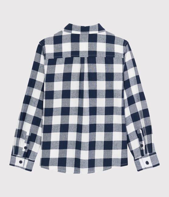 Boys' Checked Shirt SMOKING blue/MARSHMALLOW white