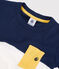 Boys' Short-Sleeved Cotton T-Shirt MEDIEVAL blue/MARSHMALLOW white