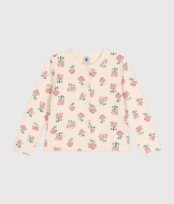Little girls' fleece cardigan AVALANCHE white/MULTICO