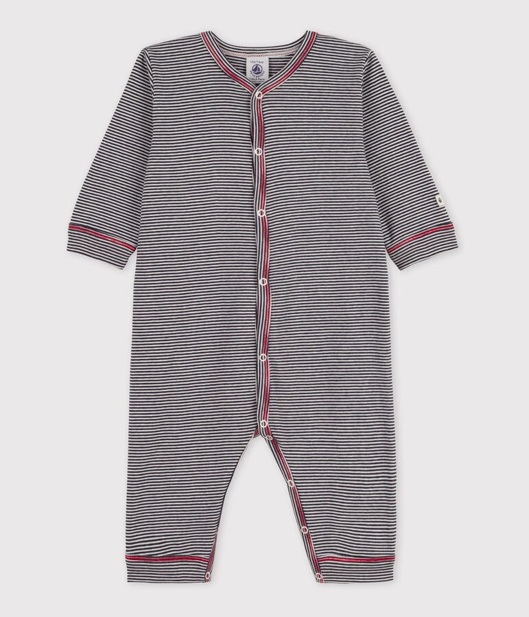 Babies' Striped Footless Cotton Sleepsuit blue/white