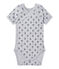 Newborn baby boys' short-sleeved printed bodysuit POUSSIERE grey/MEDIEVAL blue