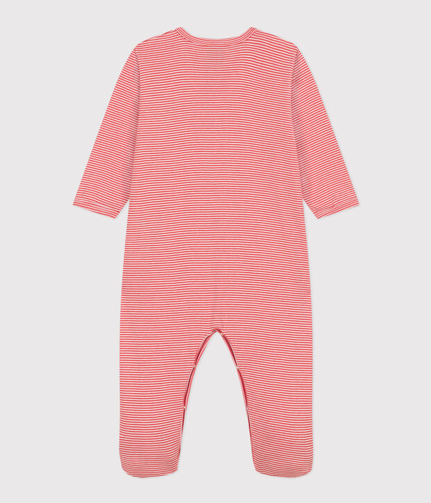 Babies' Pinstriped Cotton Pyjamas orange/white