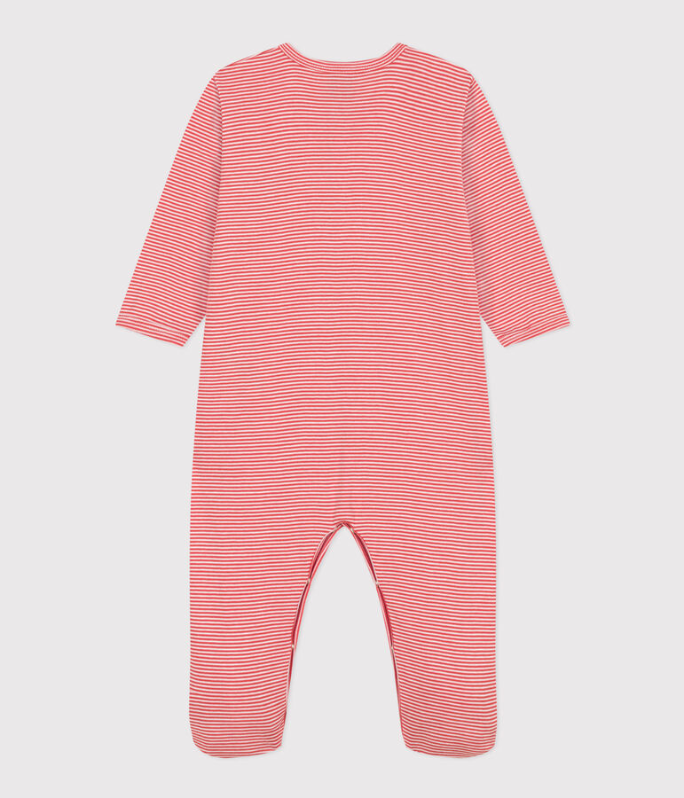 Babies' Pinstriped Cotton Pyjamas orange/white