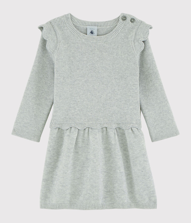 Baby girl's cotton and wool dress grey