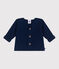 Babies' moss stitch cotton cardigan MEDIEVAL blue