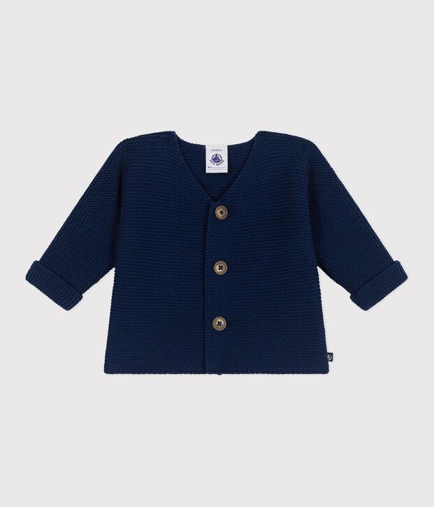 Babies' moss stitch cotton cardigan MEDIEVAL