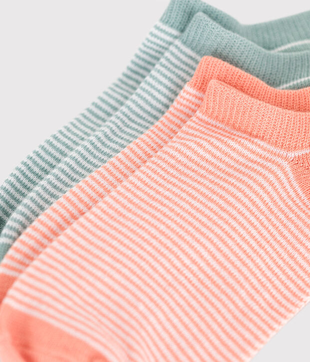 Pairs of children's pinstriped cotton socks - 2-pack multicolor