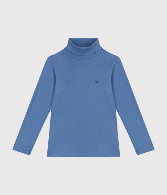 Cotton roll neck top for girls or boys BEACH blue