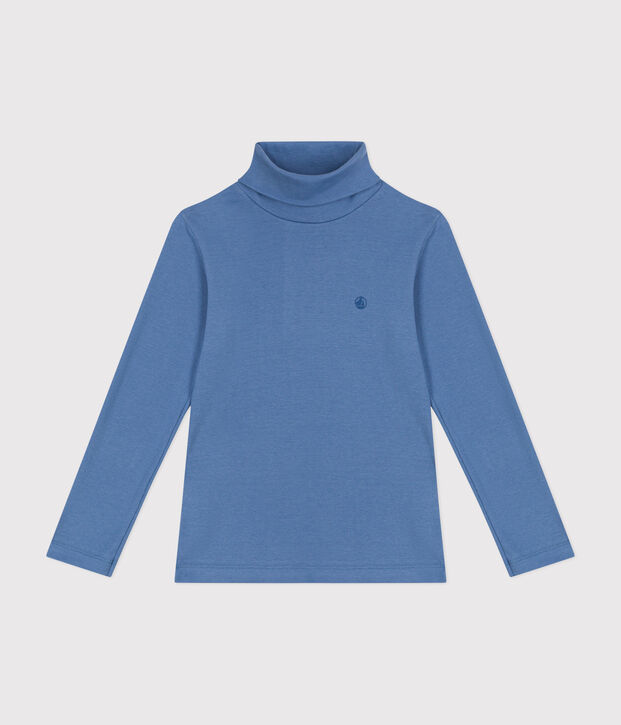 Cotton roll neck top for girls or boys blue