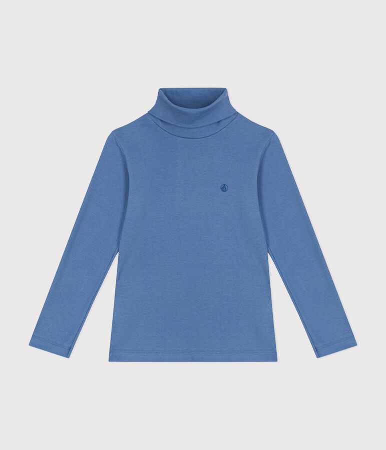 Cotton roll neck top for girls or boys blue