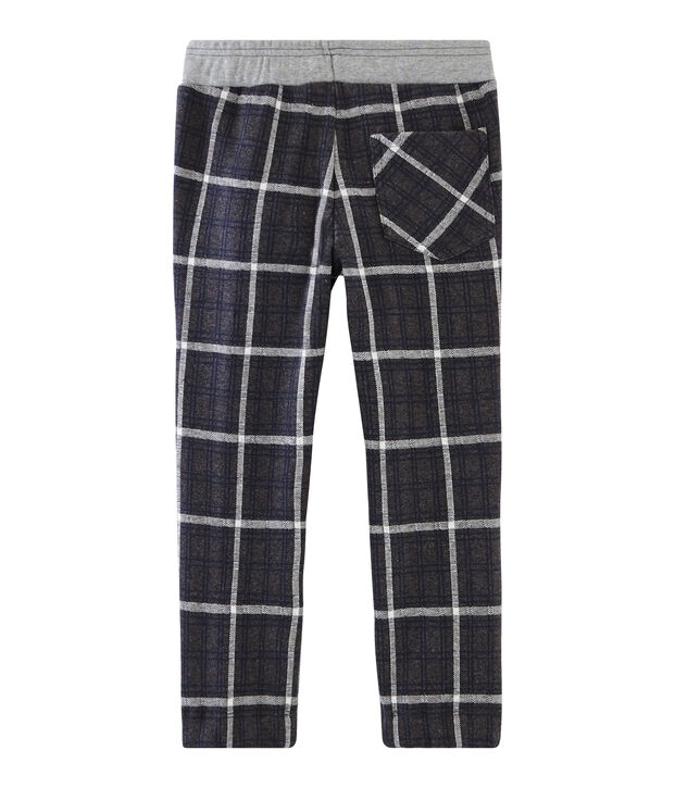 Boys' Checked Knit Trousers grey/blue/white