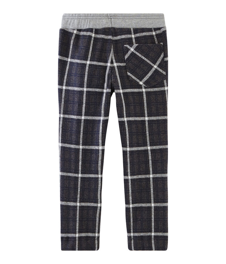 Boys' Checked Knit Trousers grey/blue/white