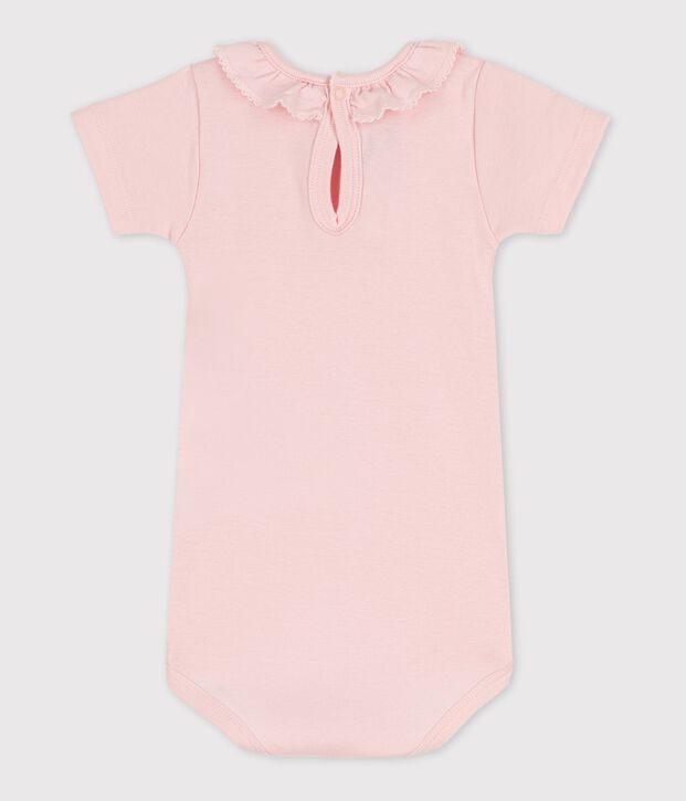 Babies' Short-Sleeved Bodysuit With Ruff pink