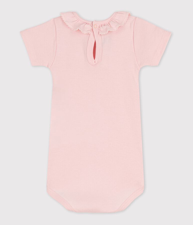 Babies' Short-Sleeved Bodysuit With Ruff pink