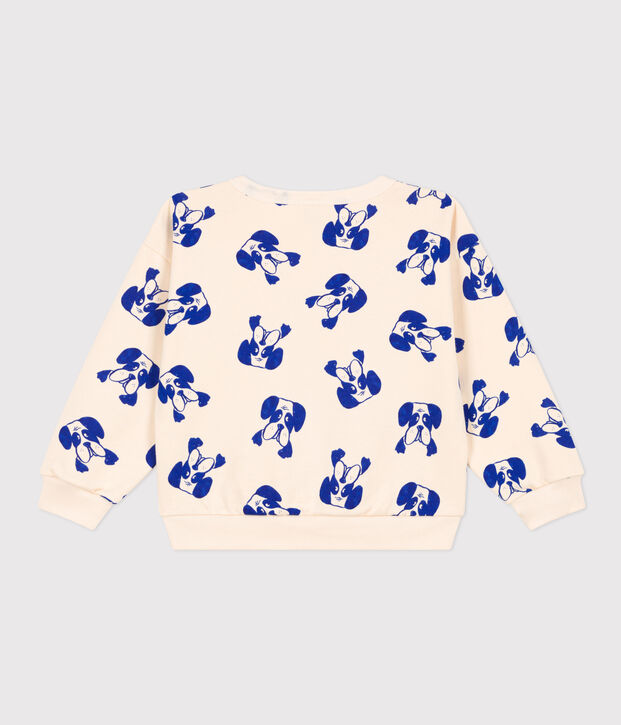 Children's unisex printed fleece sweatshirt Ecru/blue