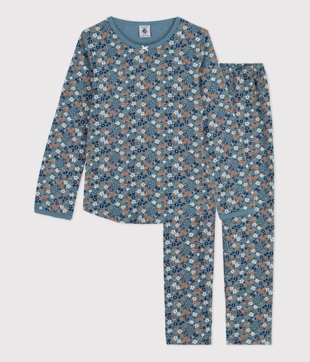 Girls' Floral Cotton Pyjamas blue/multicolor