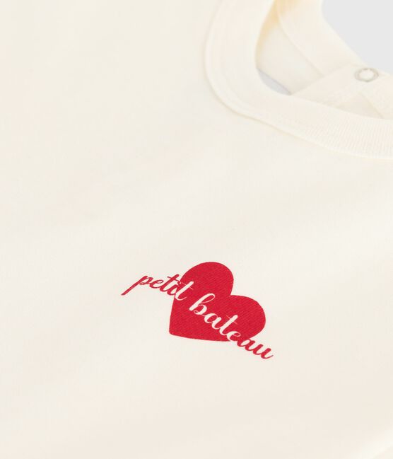 Babies' long-sleeved T-shirt with a heart design MILK Ecru