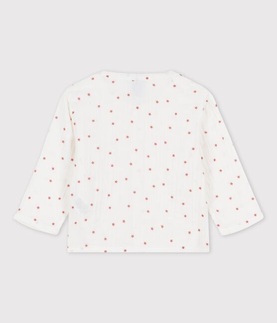 Babies' Organic Cotton Gauze Shirt MARSHMALLOW white/OMBRIE red