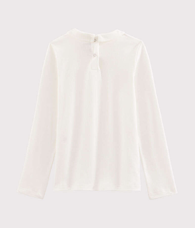 Girl's T-shirt with Peter Pan collar white
