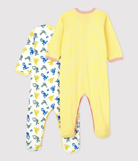 Stripy and Monkey Themed Cotton Sleepsuits - 2-Pack variante 1
