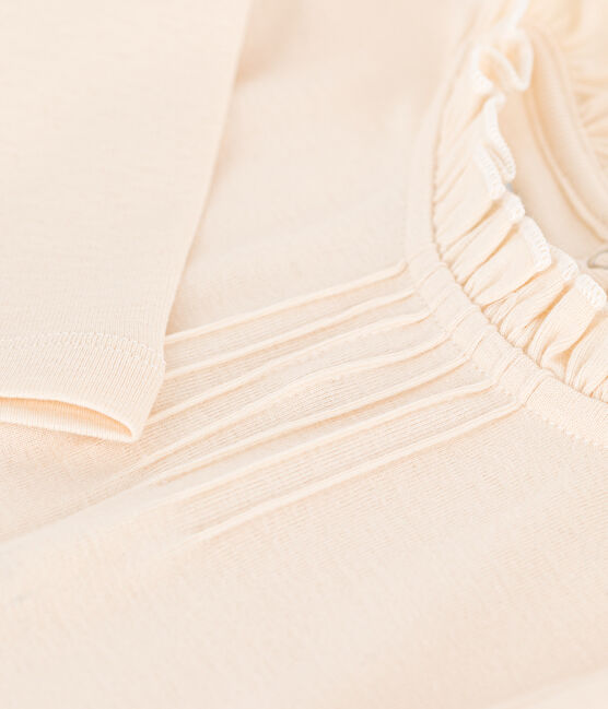Girls' Long-sleeved Cotton T-Shirt AVALANCHE Ecru