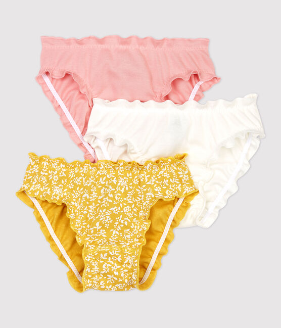 Girls' Floral Print Ruffled Organic Cotton Briefs - 3-Pack variante 1